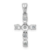 Lex & Lu Sterling Silver w/Rhodium Aqua & Diamond Cross Pendant LAL109012 - 4 - Lex & Lu