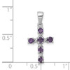 Lex & Lu Sterling Silver w/Rhodium Amethyst & Diamond Cross Pendant LAL109016 - 3 - Lex & Lu