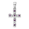 Lex & Lu Sterling Silver w/Rhodium Amethyst & Diamond Cross Pendant LAL109016 - 4 - Lex & Lu