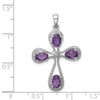 Lex & Lu Sterling Silver w/Rhodium Amethyst & Diamond Cross Pendant LAL109021 - 3 - Lex & Lu