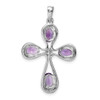 Lex & Lu Sterling Silver w/Rhodium Amethyst & Diamond Cross Pendant LAL109021 - 4 - Lex & Lu