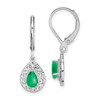 Lex & Lu Sterling Silver Emerald Teardrop Lever Back Earrings - Lex & Lu