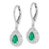 Lex & Lu Sterling Silver Emerald Teardrop Lever Back Earrings - 2 - Lex & Lu