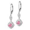 Lex & Lu Sterling Silver Pink Tourmaline Lever Back Earrings LAL109071 - 2 - Lex & Lu