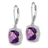 Lex & Lu Sterling Silver Diamond Amethyst Earrings LAL109130 - 2 - Lex & Lu