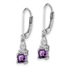 Lex & Lu Sterling Silver Amethyst Diamond Earrings LAL109187 - 2 - Lex & Lu