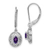 Lex & Lu Sterling Silver Amethyst Diamond Earrings LAL109204 - Lex & Lu