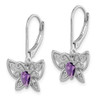 Lex & Lu Sterling Silver Amethyst Diamond Butterfly Earrings - 2 - Lex & Lu