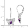 Lex & Lu Sterling Silver Amethyst Diamond Butterfly Earrings - 4 - Lex & Lu