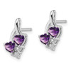 Lex & Lu Sterling Silver Amethyst Diamond Earrings LAL109222 - 2 - Lex & Lu