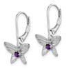 Lex & Lu Sterling Silver Amethyst & Diamond Butterfly Earrings LAL109234 - 2 - Lex & Lu