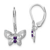 Lex & Lu Sterling Silver Amethyst & Diamond Butterfly Earrings LAL109236 - Lex & Lu