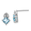 Lex & Lu Sterling Silver w/Rhodium Diamond Lt Swiss Blue Topaz Post Earrings - Lex & Lu