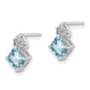 Lex & Lu Sterling Silver w/Rhodium Diamond Lt Swiss Blue Topaz Post Earrings - 2 - Lex & Lu