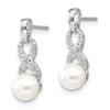 Lex & Lu Sterling Silver Rhod Plated Diamond & FWC Pearl Post Earrings LAL109242 - 2 - Lex & Lu