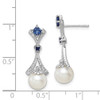 Lex & Lu Sterling Silver Rhod Plated Diamond FWC Pearl/Cr. Sapphire Earrings - 4 - Lex & Lu