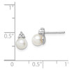 Lex & Lu Sterling Silver Rhod Plated Diamond & FWC Pearl Post Earrings LAL109268 - 4 - Lex & Lu