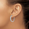Lex & Lu Sterling Silver Diamond Round Hinged Hoop Earrings LAL109303 - 3 - Lex & Lu