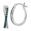 Lex & Lu Sterling Silver Hoop White & Blue Diamond Hinged Earrings - Lex & Lu