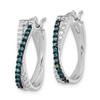 Lex & Lu Sterling Silver Hoop White & Blue Diamond Hinged Earrings - 2 - Lex & Lu