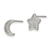 Lex & Lu Sterling Silver Polished CZ Moon and Star Post Earrings - 2 - Lex & Lu