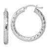 Lex & Lu Sterling Silver w/Rhodium Textured Hinged Hoop Earrings LAL109471 - Lex & Lu