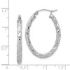 Lex & Lu Sterling Silver w/Rhodium & Textured Oval Hoop Earrings LAL109497 - 4 - Lex & Lu