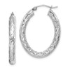 Lex & Lu Sterling Silver w/Rhodium & Textured Oval Hoop Earrings LAL109499 - Lex & Lu