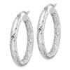 Lex & Lu Sterling Silver w/Rhodium & Textured Oval Hoop Earrings LAL109499 - 2 - Lex & Lu