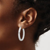 Lex & Lu Sterling Silver w/Rhodium & Textured Oval Hoop Earrings LAL109499 - 3 - Lex & Lu
