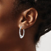 Lex & Lu Sterling Silver w/Rhodium Beaded Hinged Hoop Earrings LAL109520 - 3 - Lex & Lu