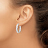 Lex & Lu Sterling Silver w/Rhodium Scalloped Edge Hoop Earrings LAL109529 - 3 - Lex & Lu