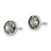 Lex & Lu Sterling Silver Polished and Antiqued Yin Yang Sign Post Earrings - 2 - Lex & Lu