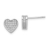 Lex & Lu Sterling Silver w/Rhodium CZ Micro Pave Heart Post Earrings - Lex & Lu