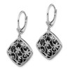 Lex & Lu Sterling Silver w/Rhodium Textured and D/C Onyx Leverback Earrings - 2 - Lex & Lu