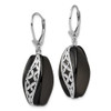 Lex & Lu Sterling Silver w/Rhodium D/C Onyx Leverback Earrings LAL109627 - 2 - Lex & Lu