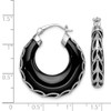 Lex & Lu Sterling Silver w/Rhodium D/C Onyx Hinged Post Earrings - 4 - Lex & Lu