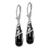Lex & Lu Sterling Silver w/Rhodium D/C Onyx Teardrop Leverback Earrings - 2 - Lex & Lu