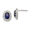 Lex & Lu Sterling Silver CZ and Synthetic Sapphire Oval Post Earrings - Lex & Lu