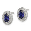 Lex & Lu Sterling Silver CZ and Synthetic Sapphire Oval Post Earrings - 2 - Lex & Lu