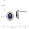 Lex & Lu Sterling Silver CZ and Synthetic Sapphire Oval Post Earrings - 4 - Lex & Lu