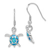Lex & Lu Sterling Silver w/Rhodium Created Blue Opal Turtle Hook Earrings - Lex & Lu