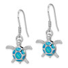 Lex & Lu Sterling Silver w/Rhodium Created Blue Opal Turtle Hook Earrings - 2 - Lex & Lu