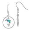 Lex & Lu Sterling Silver w/Rhodium Circle w/Created Blue Opal Dolphin Dangle Earrings - Lex & Lu