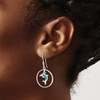 Lex & Lu Sterling Silver w/Rhodium Circle w/Created Blue Opal Dolphin Dangle Earrings - 3 - Lex & Lu