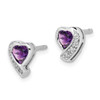 Lex & Lu Sterling Silver Amethyst and Diamond Heart Earrings - 2 - Lex & Lu