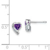 Lex & Lu Sterling Silver Amethyst and Diamond Heart Earrings - 4 - Lex & Lu