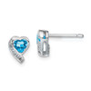 Lex & Lu Sterling Silver Blue Topaz and Diamond Heart Earrings - Lex & Lu