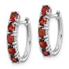 Lex & Lu Sterling Silver Polished Garnet Hinged Hoop Earrings - 2 - Lex & Lu