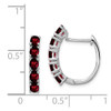 Lex & Lu Sterling Silver Polished Garnet Hinged Hoop Earrings - 4 - Lex & Lu